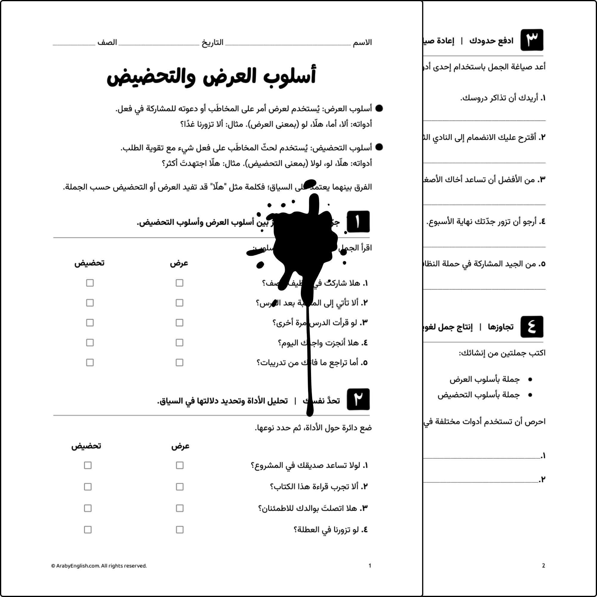 أسلوب العرض والتحضيض