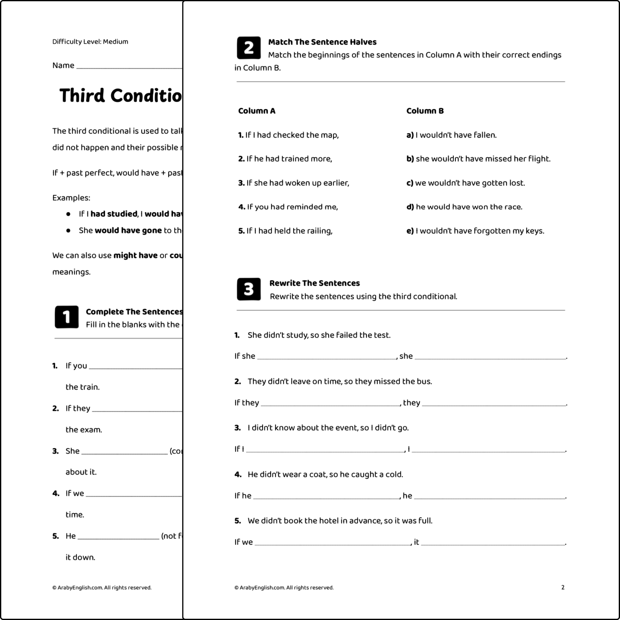 Third Conditional Worksheet