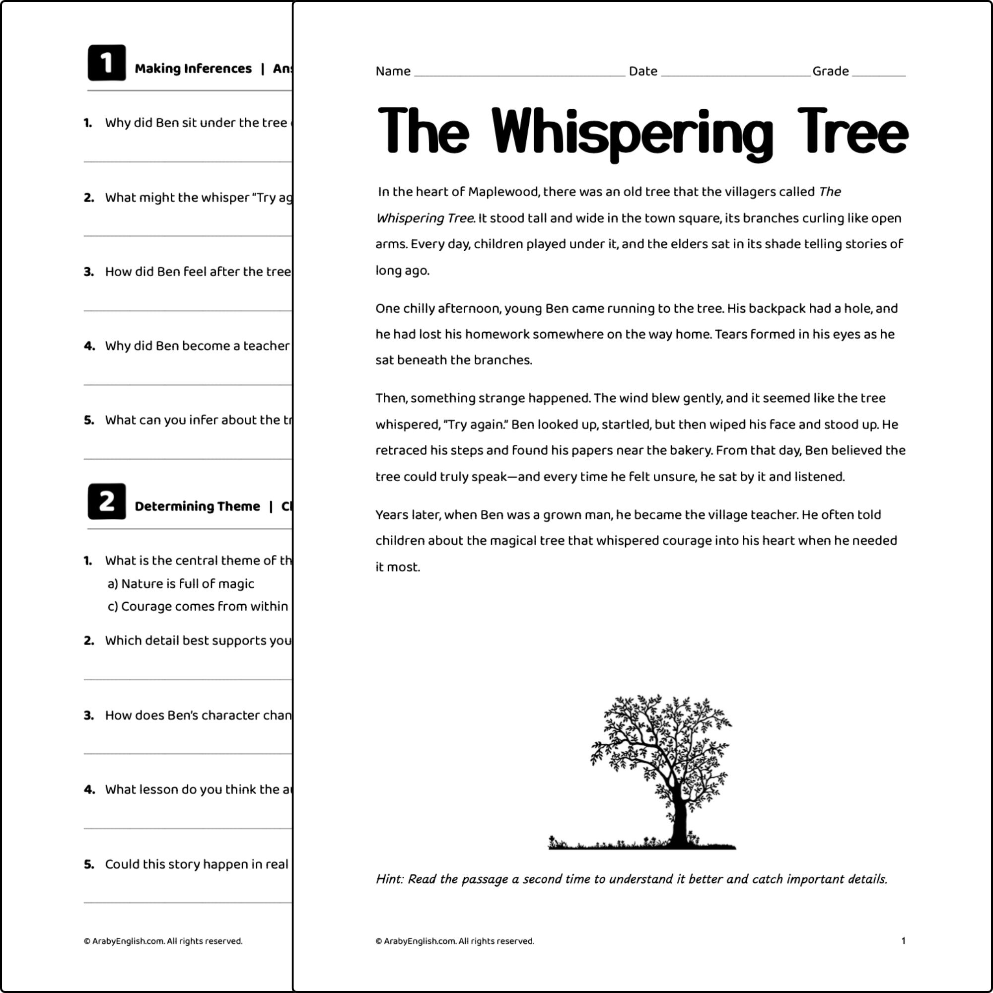 Reading Comprehension: The Whispering Tree