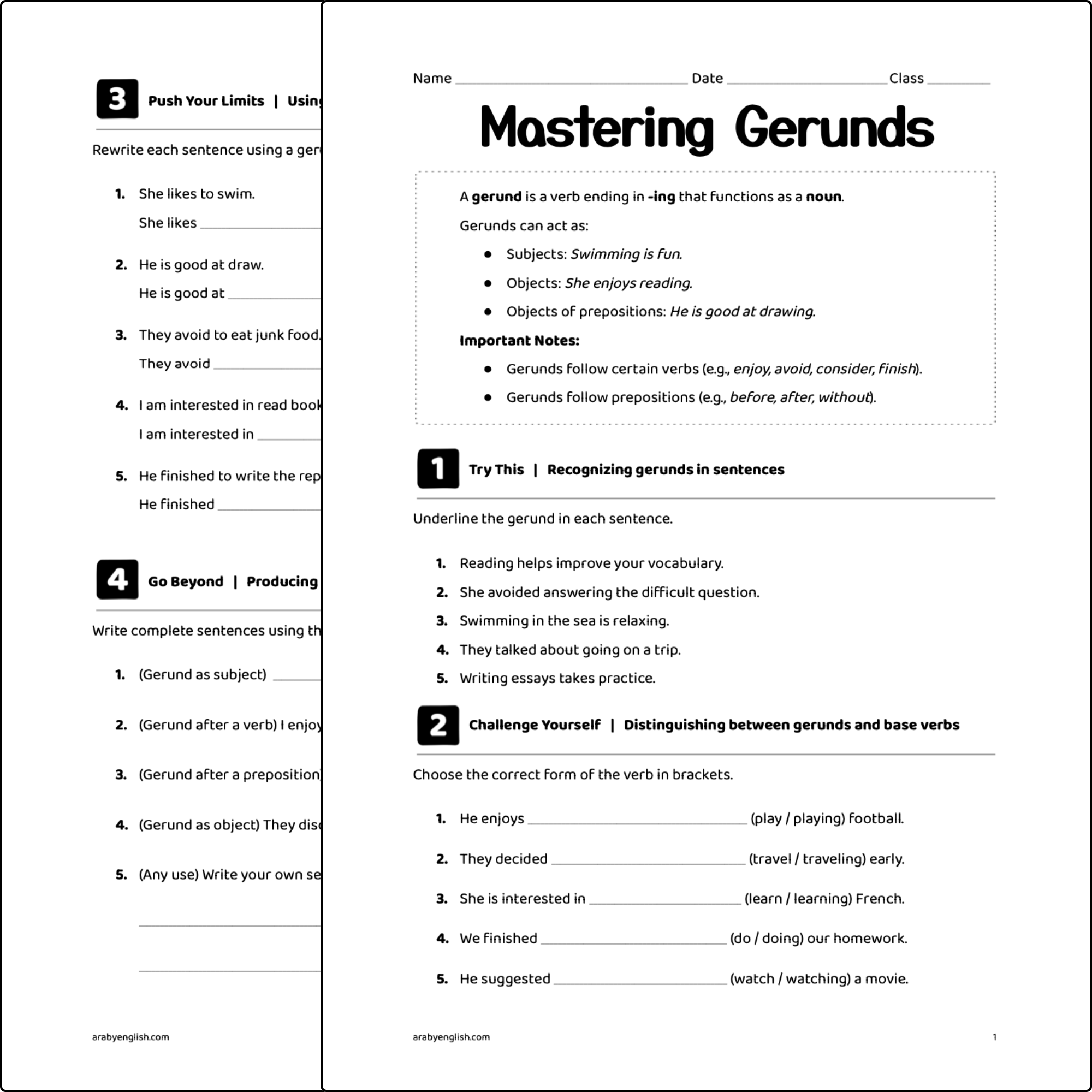 Grammar Worksheet: Mastering Gerunds