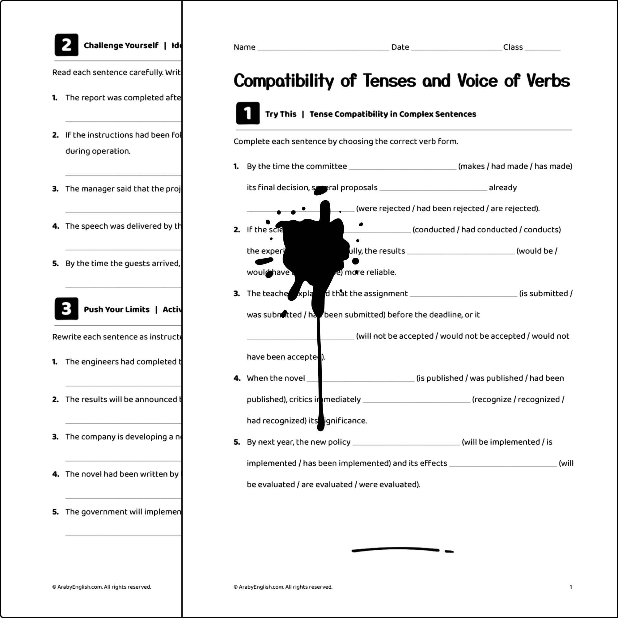 Compatibility of Tenses and Voice of Verbs Worksheet