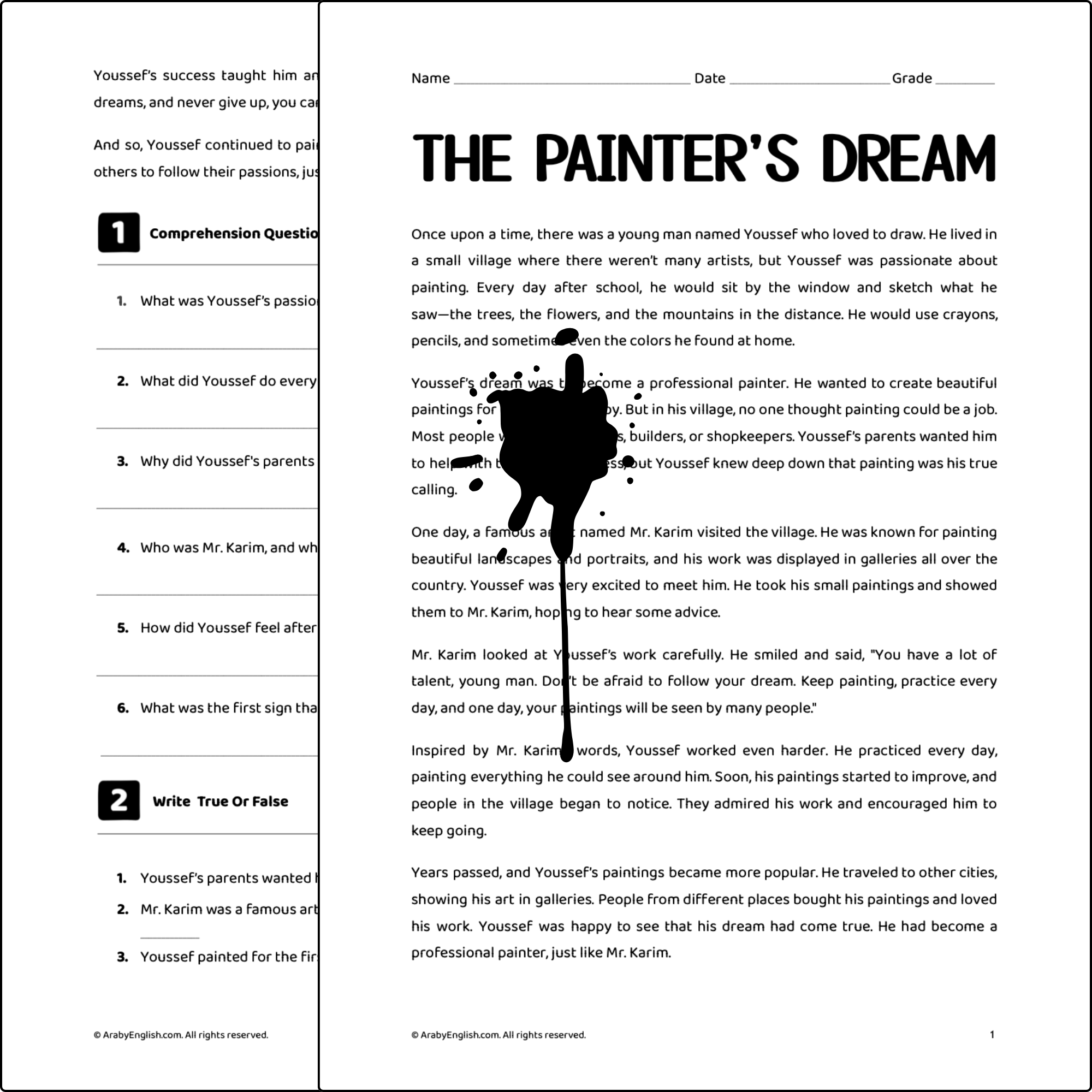 Reading Comprehension: The Painter's Dream