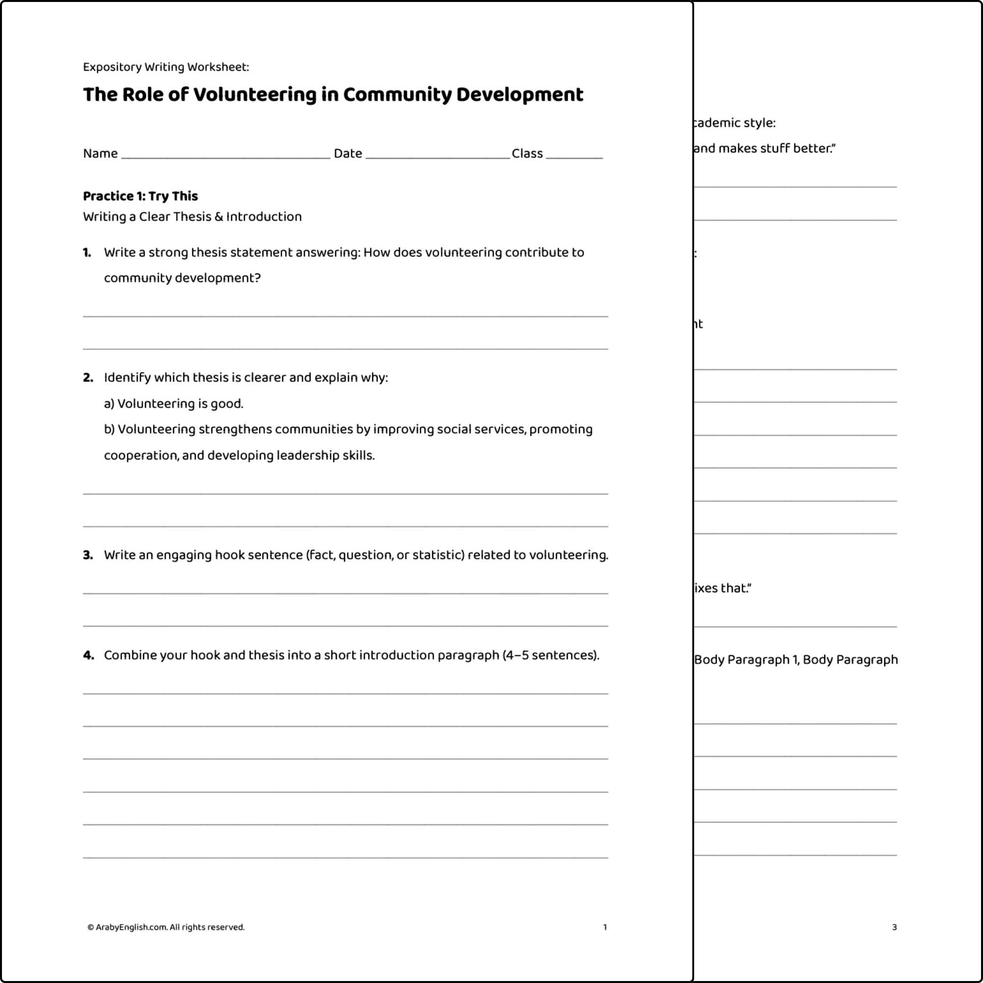 Expository Writing: The Role of Volunteering in Community Development