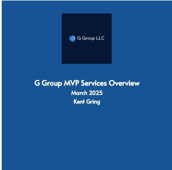 A high-level summary of G Group’s MVP consulting solutions, helping professionals transition into independent consulting, structure their offerings, and scale efficiently.