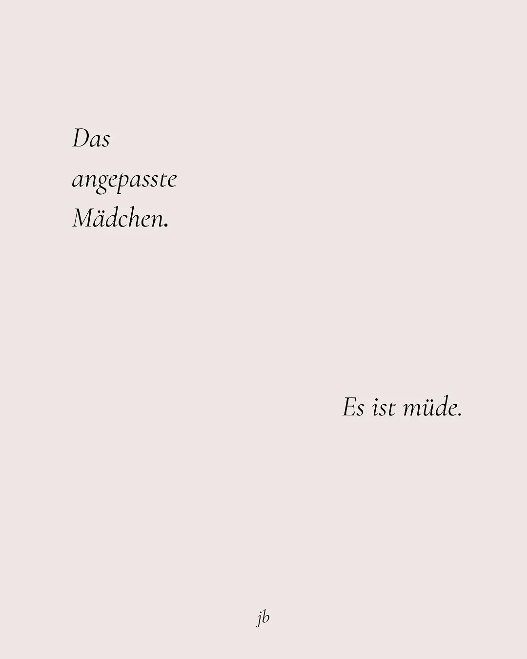 Das angepasste M&auml;dchen.
Sie lernte, sich zu verbiegen, anzupassen, um reinzupassen. Sie wollte dazugeh&ouml;ren, gefallen, einfach genug sein.

Denn sie machte die Erfahrung, dass sie zu leise war. Zu laut. Zu viel. Zu sensibel. Zu unnahbar. Zu 