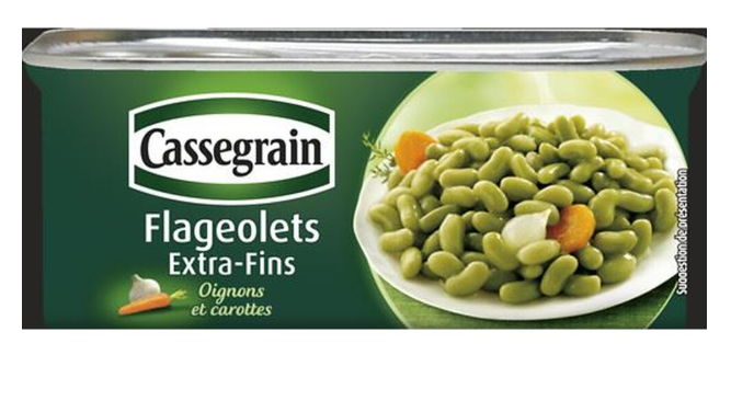 Flageolets verts extra fins cuisinés CASSEGRAIN - Boîte 130g