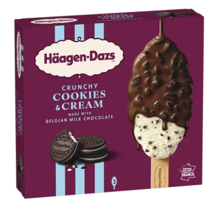 Bâtonnet Crème glacée Cookies and Cream HÄAGEN DAZS - x3
