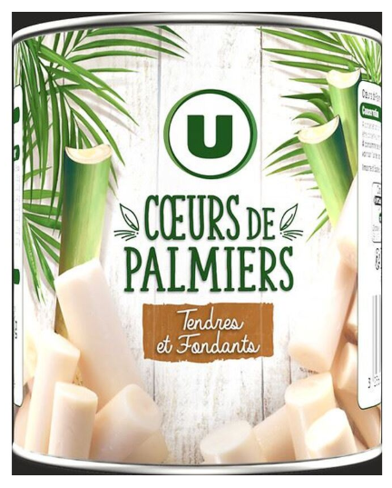 Coeur palmier, boîte 4/4 500g poids net égoutté 500g