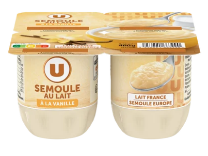 U Semoule au lait à la vanille 4x115g