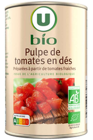 Pulpe de tomates en dès U BIO - 400g