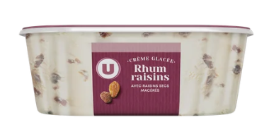 U Crème glacée rhum/raisins, bac 534G