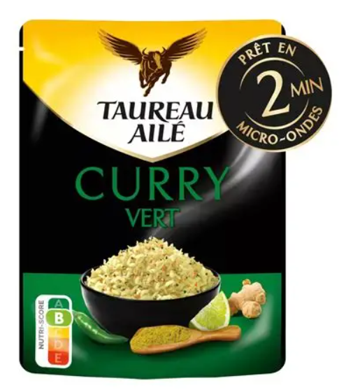 Riz Basmati Curry vert prêt en 2 minutes TAUREAU AILÉ - 250g