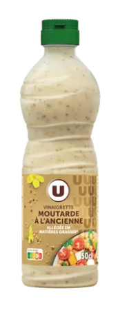 U Vinaigrette allégée en matières grasses à la moutarde à l'ancienne bouteille de 50cl