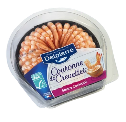 Couronne de queues de crevettes cuites décortiquées et sauce cocktail - 130g