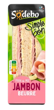 Sandwich classic complet jambon beurre SODEBO, 125g