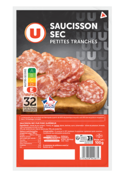 U Saucisson Sec Pur Porc U 100G