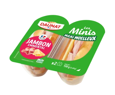 Sandwich mini viennois jambon emmental DAUNAT, 2x65g