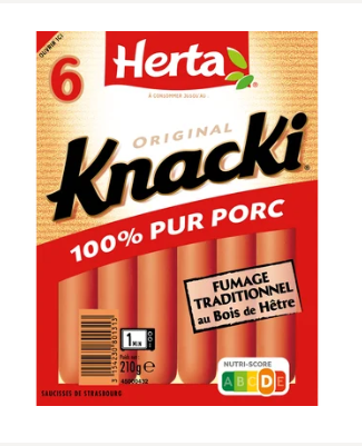 Saucisses Knacki Original Pur Porc HERTA x6 - 210g