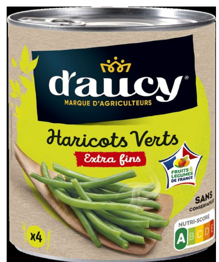 Haricots verts extra-fins rangés Cultivé en France D'AUCY - 440g