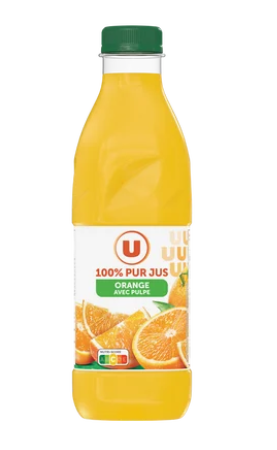U Pur jus d'orange avec pulpe pet 1L