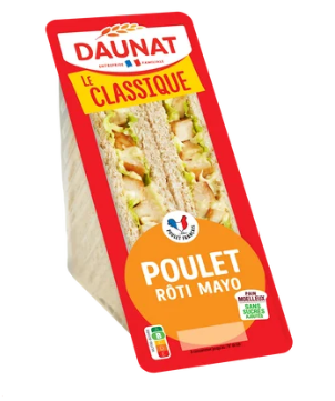 Sandwich triangle poulet rôti et mayonnaise DAUNAT, 160g