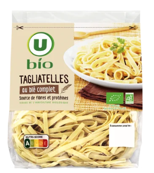 U BIO Tagliatelles au blé complet , 250g