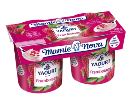 Yaourts Gourmand aux fruits Framboise MAMIE NOVA - 2 pots de 150g