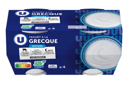 U Yaourt nature à la grecque 4x150g