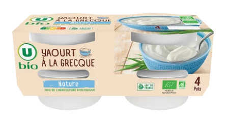 U BIO Yaourt à la grecque bio nature 4x125g