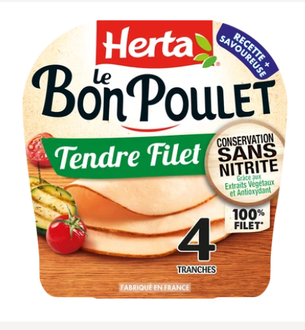 Tendre filet le bon poulet HERTA x4 tranches 130g