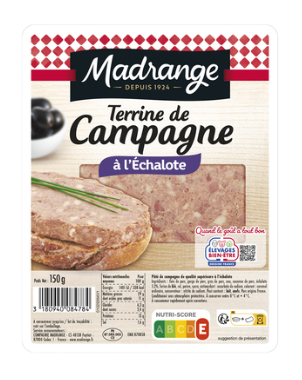 Terrine de campagne à l'échalotte élevages bien être MADRANGE 150g