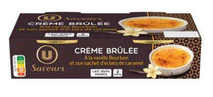 Dessert Crème Brûlée Vanille nature Saveurs U - 2 pots de 100g