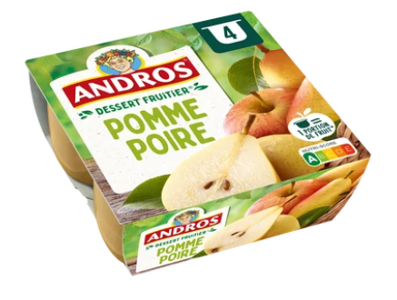 Dessert fruitier Pomme Poire ANDROS - 4 pots de 100g
