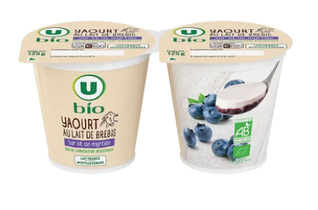 U BIO Yaourt au lait de brebis myrtille 7,5% mg, 2x125g