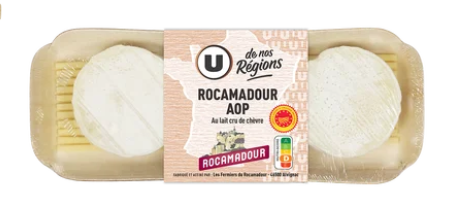 U DE NOS REGIONS Rocamadour AOP au lait cru de chèvre 22%MG, x3 - 105g
