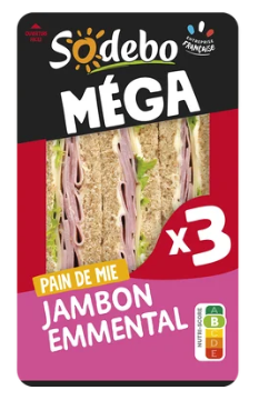 Sandwich le Méga Club jambon emmental SODEBO 230g