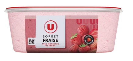U Sorbet plein fruit fraise - bac 1L 650G