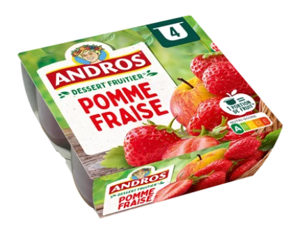 Dessert fruitier Pomme Fraise ANDROS - 4 pots de 100g