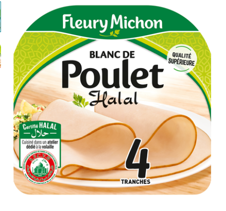 Blanc de poulet Halal FLEURY MICHON 4 tranches - 160g