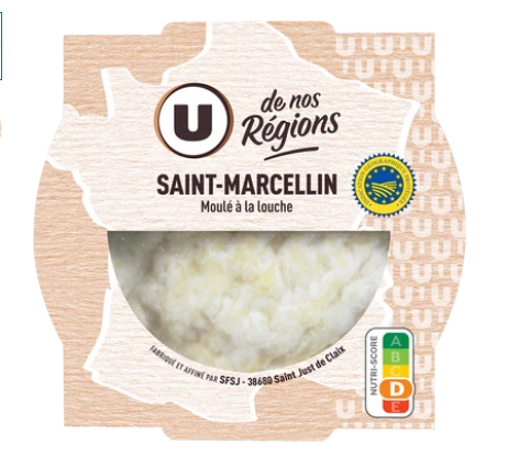U DE NOS REGIONS St Marcellin IGP au lait thermisé 23%MG, 80g