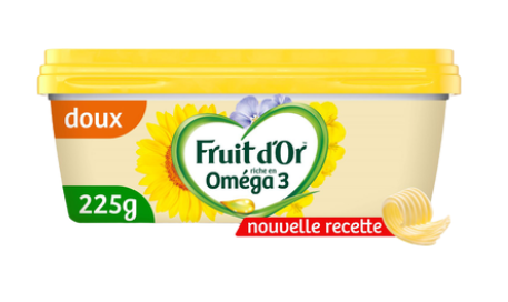 Matière grasse allégée doux à tartiner & à cuire 50% MG FRUIT D'OR - Barquette 225g