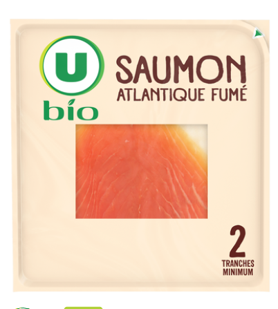 U BIO Saumon fumé Atlantique bio - 2 tranches, 60g