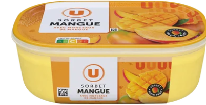 U Sorbet plein fruit mangue - bac 1L 650G