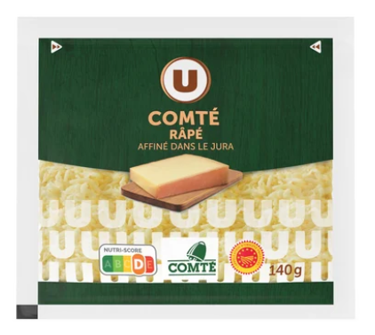 U Comté AOP au lait cru râpé 34%MG, 140g