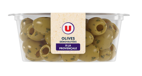 U Olives vertes dénoyautées (aux poivrons rouges et herbes de provence)àla provencale, 150G