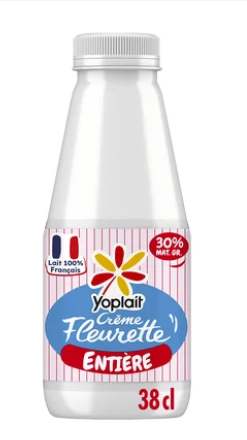 Crème fraiche fluide entière 30% MG FLEURETTE YOPLAIT - 38cl