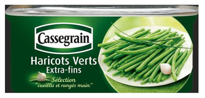 Haricots verts extra fins CASSEGRAIN - Boîte 110g net égoutté