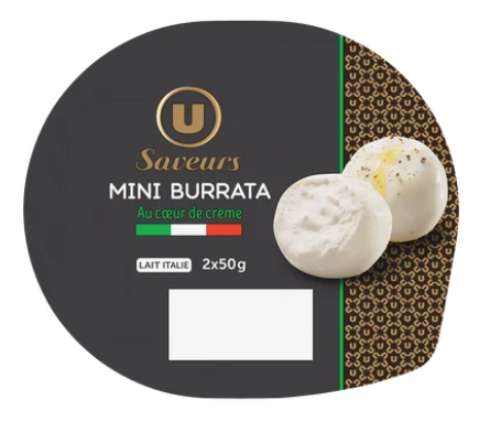 U Saveurs U SAVEURS Burrata lait de vache pasteurisé 21%mg U SAVEURS x2 100g