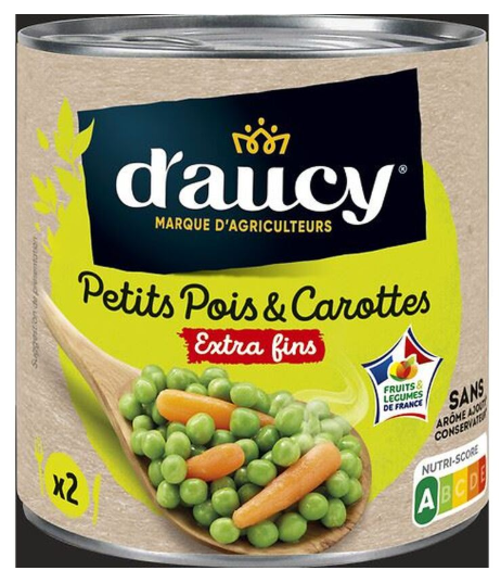 Petits pois et carottes extra-fins Cultivé en France D'AUCY - 265g