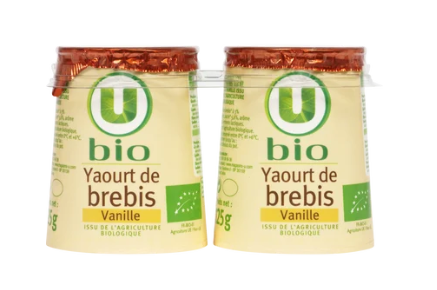 U BIO Yaourts bio au lait de brebis saveur vanille 2x125g